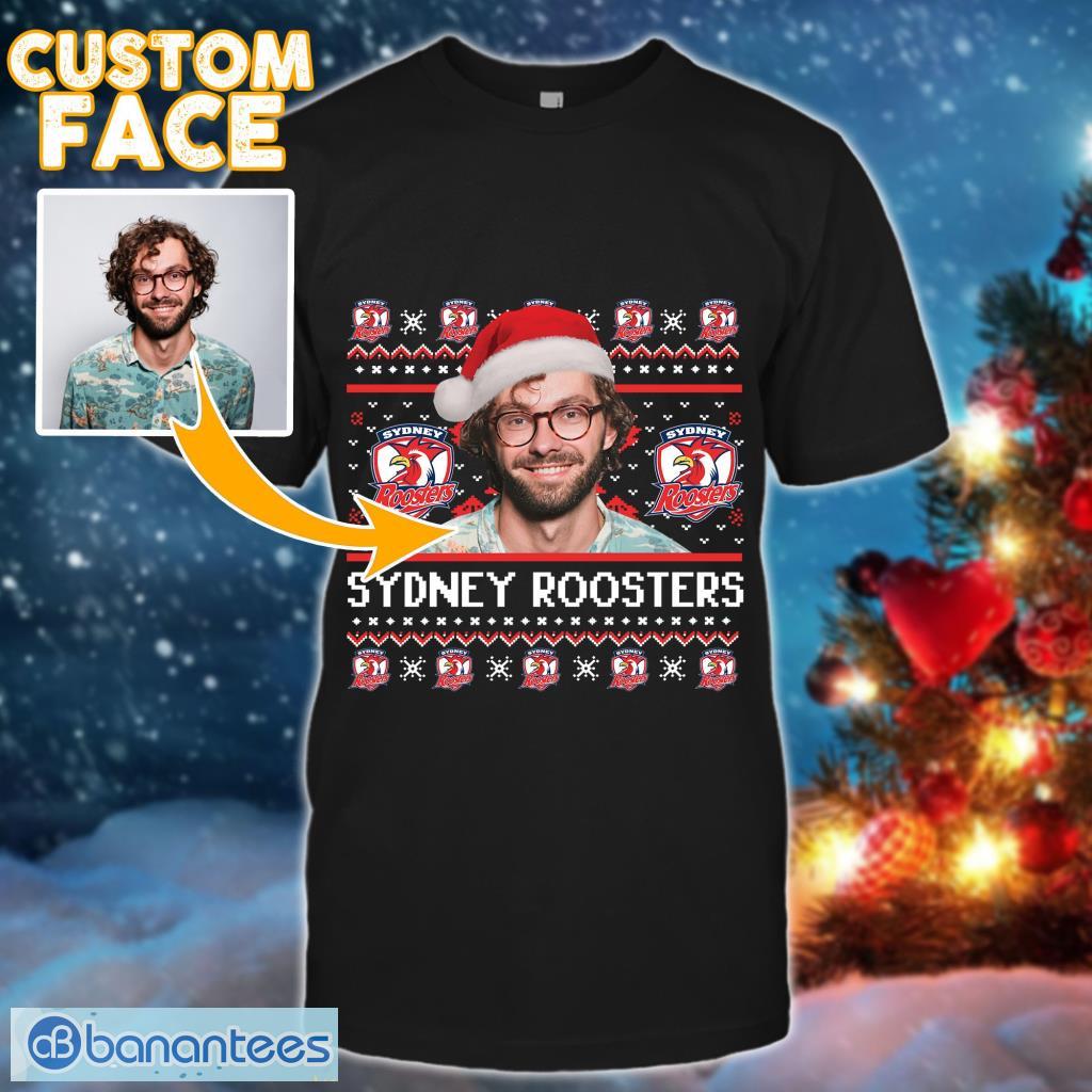 sydney roosters custom face nrl ugly sweater t shirt for christmas image Sydney Roosters Custom Face NRL Ugly Sweater T Shirt For Christmas Product Photo 1