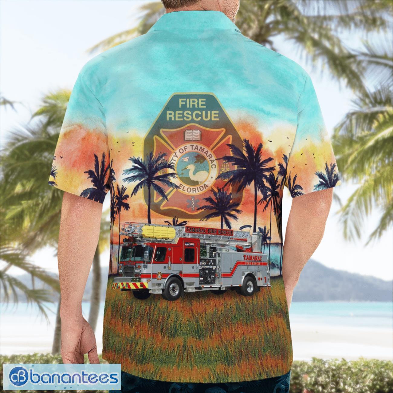 tamarac broward county florida tamarac fire department hawaiian shirt 1 image Tamarac, Broward County, Florida, Tamarac Fire Department Hawaiian Shirt Product Photo 2