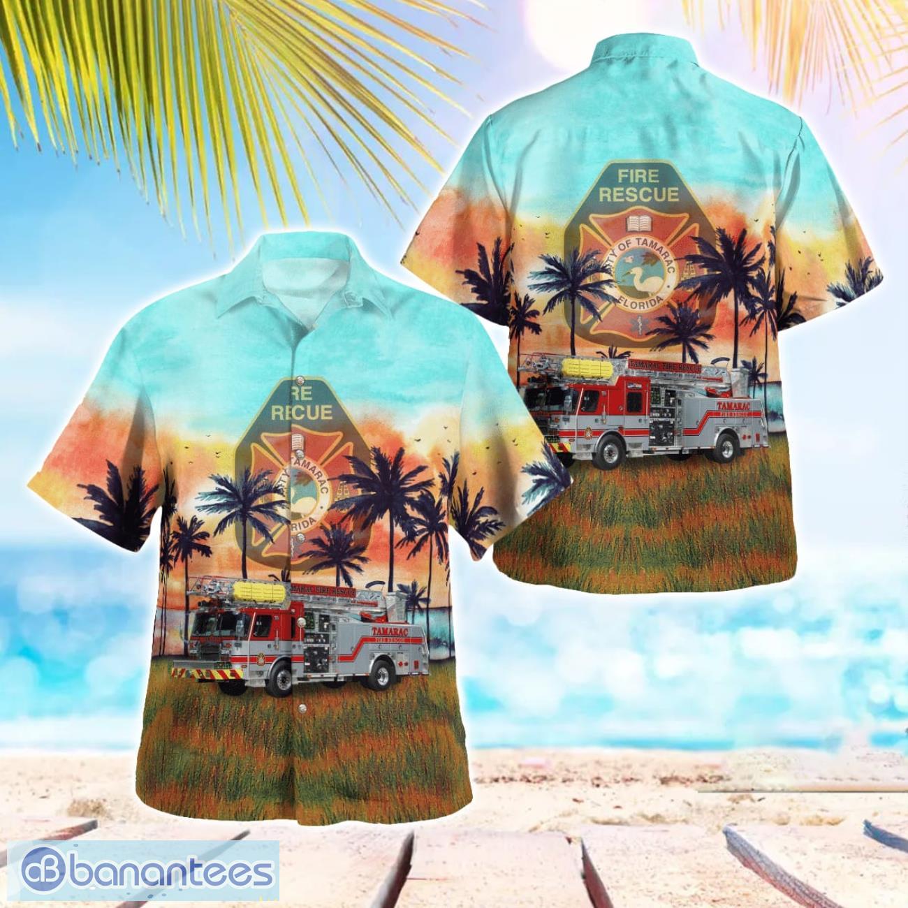 tamarac broward county florida tamarac fire department hawaiian shirt image Tamarac, Broward County, Florida, Tamarac Fire Department Hawaiian Shirt Product Photo 1