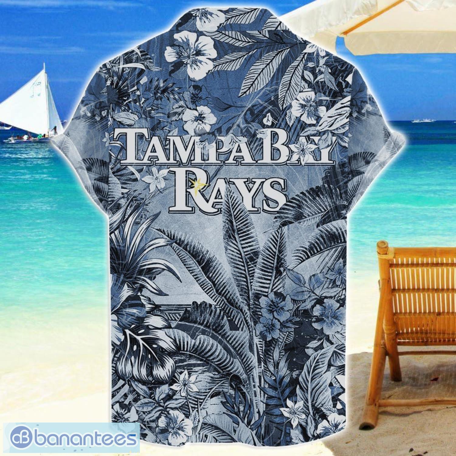tampa bay rays tropical skull halloween 3d hawaiian shirt for men women mlb fans 1 image Tampa Bay Rays Tropical Skull Halloween 3D Hawaiian Shirt For Men Women MLB Fans Product Photo 2
