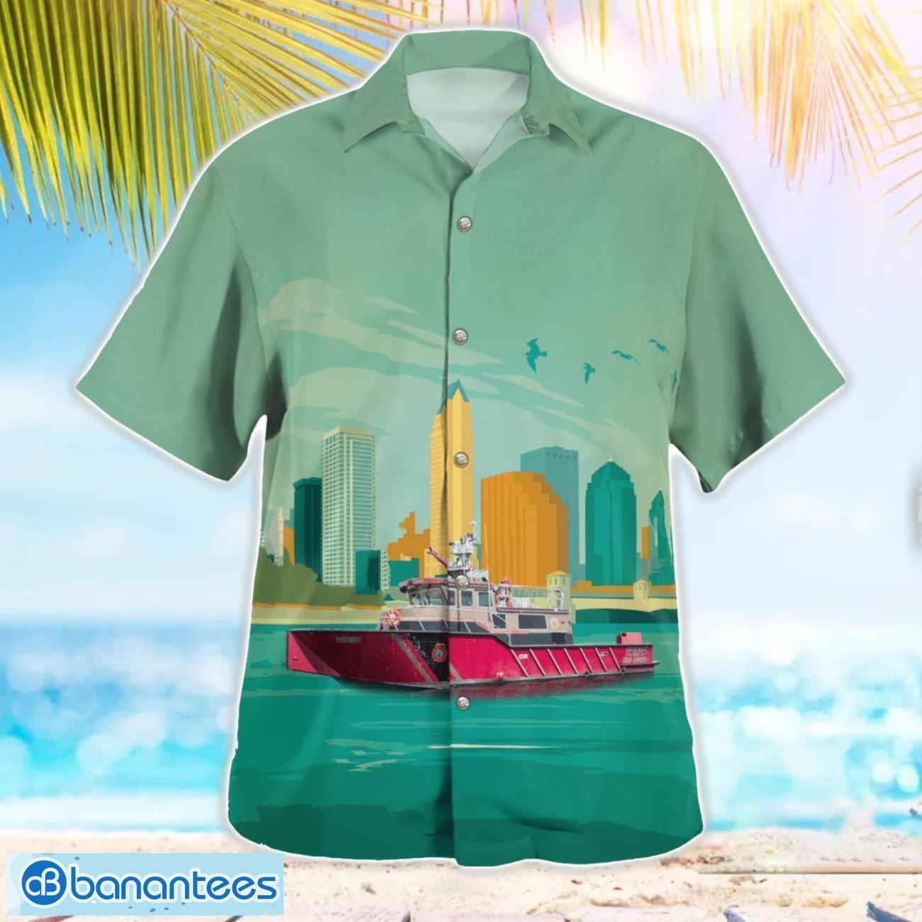 tampa florida tampa fire rescue department fireboat 1 patriot 3d hawaiian shirt gift for summer 2 image Tampa, Florida, Tampa Fire Rescue Department Fireboat 1 Patriot 3D Hawaiian Shirt Gift For Summer Product Photo 3