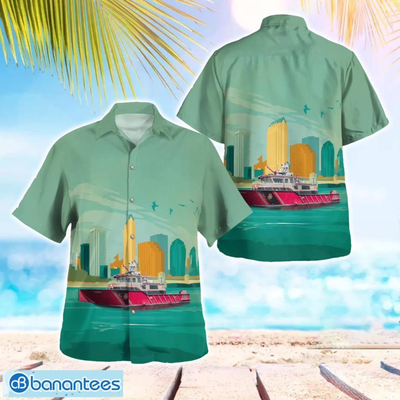 tampa florida tampa fire rescue department fireboat 1 patriot 3d hawaiian shirt gift for summer image Tampa, Florida, Tampa Fire Rescue Department Fireboat 1 Patriot 3D Hawaiian Shirt Gift For Summer Product Photo 1