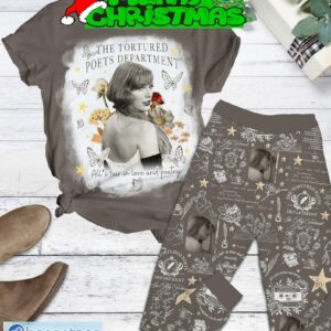 Taylor Swift The Tortured Poets Department Album Fleece Pajamas Set Full Print Christmas For Women - Taylor Swift The Tortured Poets Department Album Fleece Pajamas Set-1