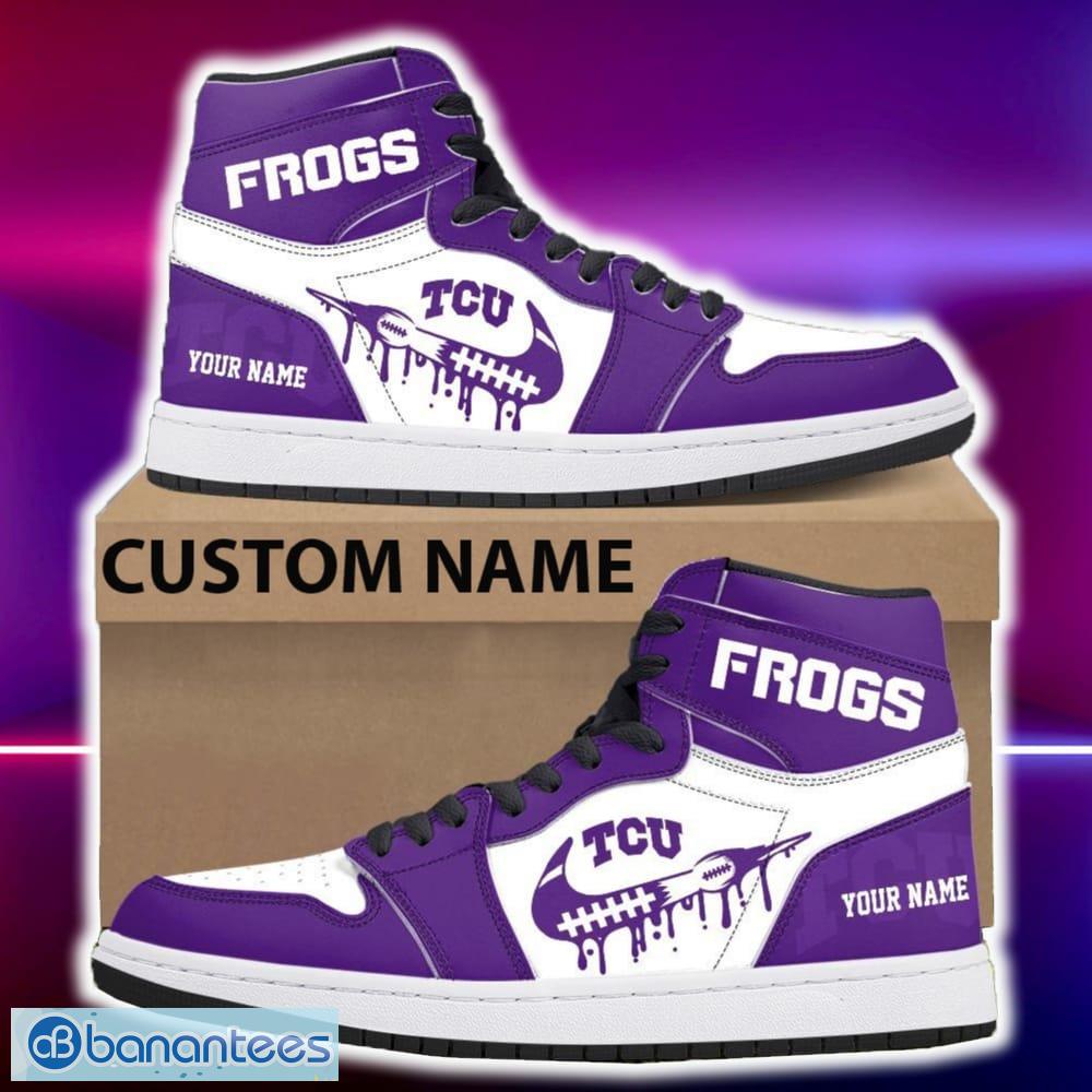tcu horned frogs air jordan hightop shoes new custom name for fans gift sneaker image TCU Horned Frogs Air Jordan Hightop Shoes New Custom Name For Fans Gift Sneaker - TCU Horned Frogs Air Jordan Hightop Shoes Photo 4