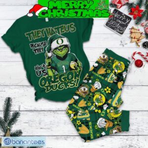 Oregon Ducks Grinch Hate Us Christmas Fleece Pajamas Set Gift Family - Oregon Ducks Grinch Hate Us Christmas Fleece Pajamas Set-3