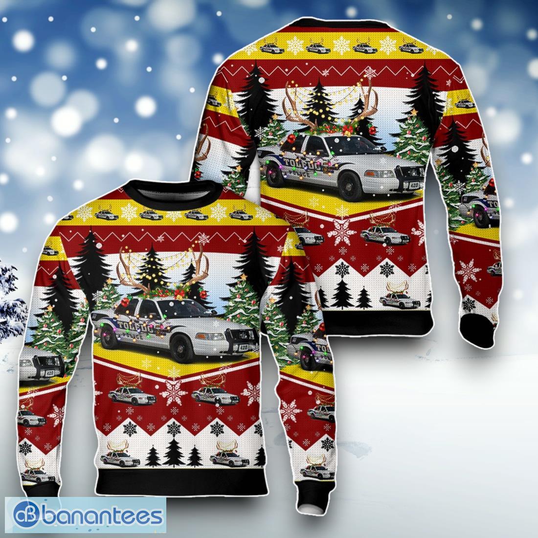 toledo ohio police department ford crown victoria unit christmas ugly sweater for men women image Toledo, Ohio Police Department Ford Crown Victoria Unit Christmas Ugly Sweater For Men Women Product Photo 1