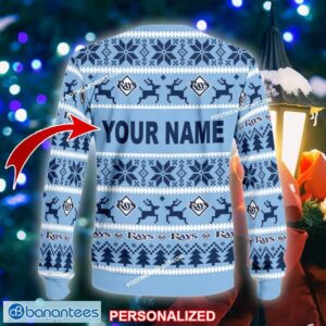 NEW Snowflake Tampa Bay Rays Ugly Christmas 3D Sweater Gift For Adult Custom Name - MLB Tampa Bay Rays Ugly Christmas Sweater For Men And Women Photo 2
