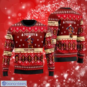 Merry Santa Hat Captian Morgan Custom Name Ugly Christmas Sweater Print Full Product Photo 1