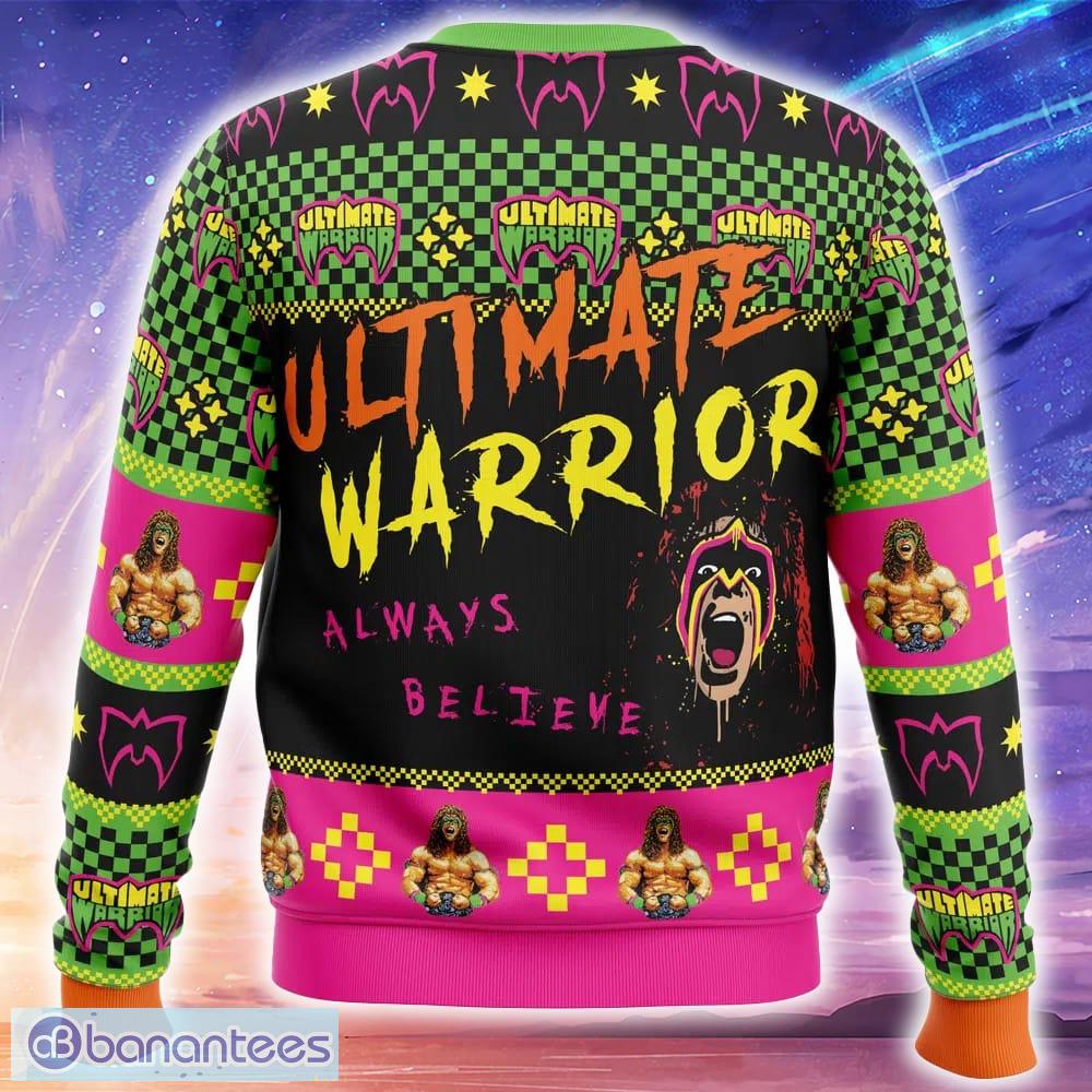 ultimate warrior always believe wrestler ugly christmas 3d sweater trending holidays for men women fans 1 image Ultimate Warrior Always Believe Wrestler Ugly Christmas 3D Sweater Trending Holidays For Men Women Fans - Ultimate Warrior Always Believe Wrestler Ugly Christmas Sweater_2