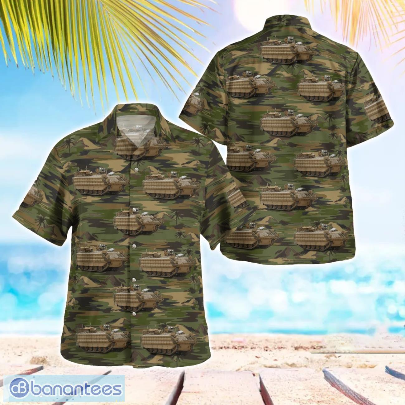 united kingdom british army fv430 mk3 bulldog hawaiian shirt image United Kingdom, British Army, FV430 Mk3 Bulldog Hawaiian Shirt Product Photo 1