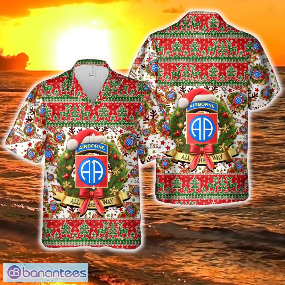 us army 82nd airborne division christmas hawaiian shirt image US Army 82nd Airborne Division Christmas Hawaiian Shirt Product Photo 1