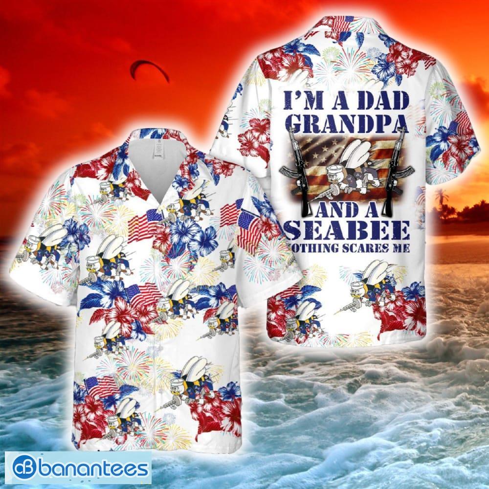 us navy seabee i am a dad grandpa and nothing scares me hawaiian shirt image US Navy Seabee I Am A Dad Grandpa And Nothing Scares Me Hawaiian Shirt Product Photo 1