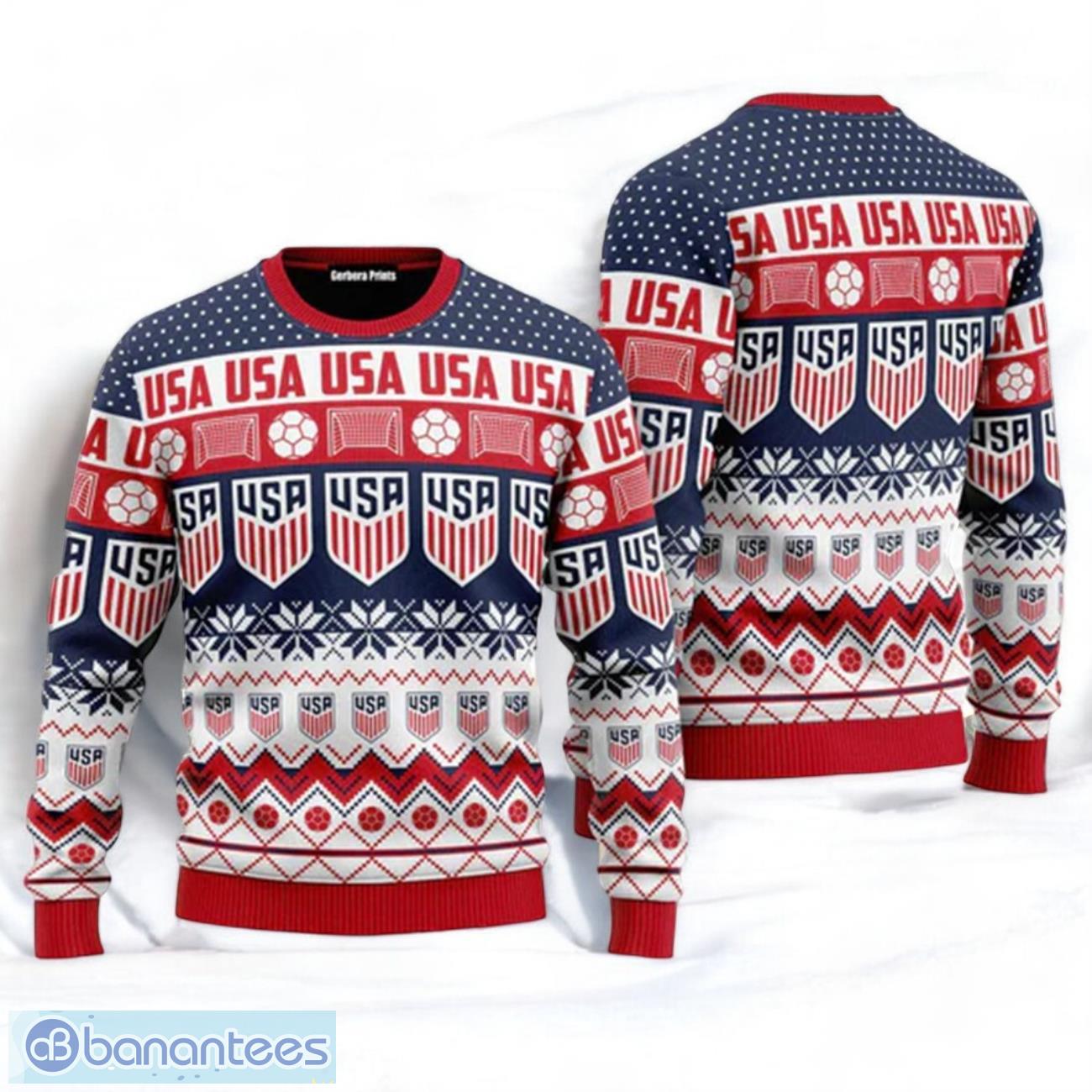 us soccer team ugly sweater christmas gift for fans team christmas sweater image US Soccer Team Ugly Sweater Christmas Gift For Fans Team Christmas Sweater Product Photo 1