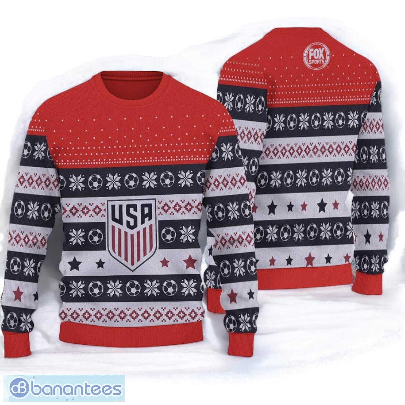 us soccer team ugly sweater christmas gift for fans image US Soccer Team Ugly Sweater Christmas Gift For Fans Product Photo 1