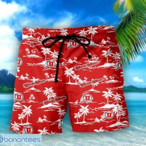 Utah Utes 3D Tropical Pattern Coconut Tree Hawaiian Shirt And Shorts Product Photo 2