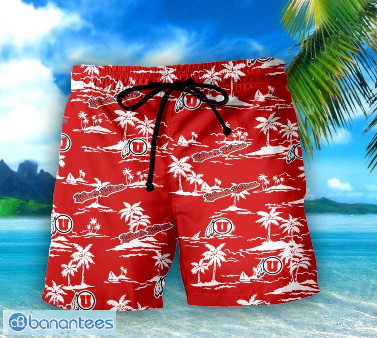 utah utes 3d tropical pattern coconut tree hawaiian shirt and shorts 1 image Utah Utes 3D Tropical Pattern Coconut Tree Hawaiian Shirt And Shorts Product Photo 2
