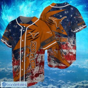NCAA Texas Longhorns Logo Design Baseball Jersay Shirt Full Print Product Photo 1