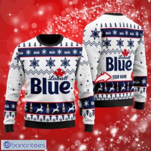Labatt Blue Custom Name White Ugly Christmas Sweater 3D Product Photo 1