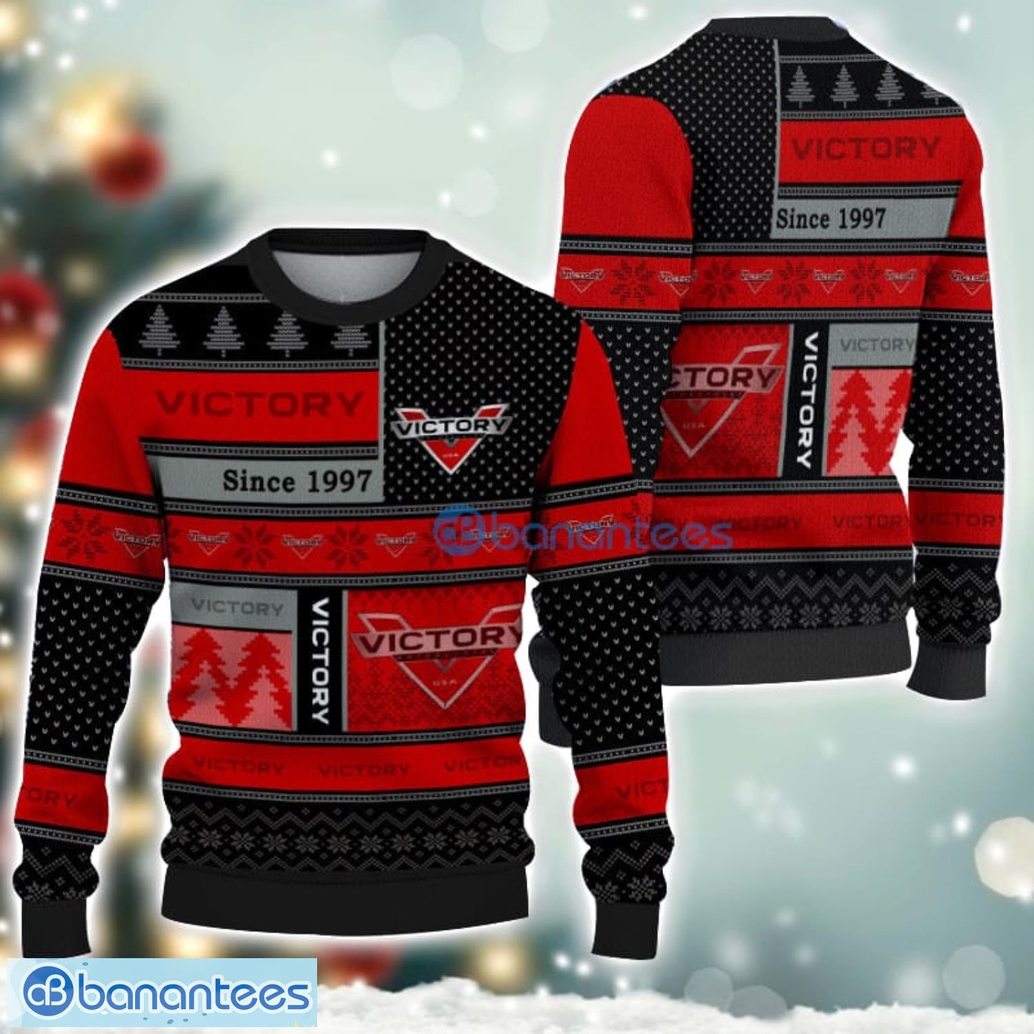 victory logo ugly christmas sweater for fans men and women christmas gift ideas image victory Logo Ugly Christmas Sweater For Fans Men And Women Christmas Gift Ideas Product Photo 1