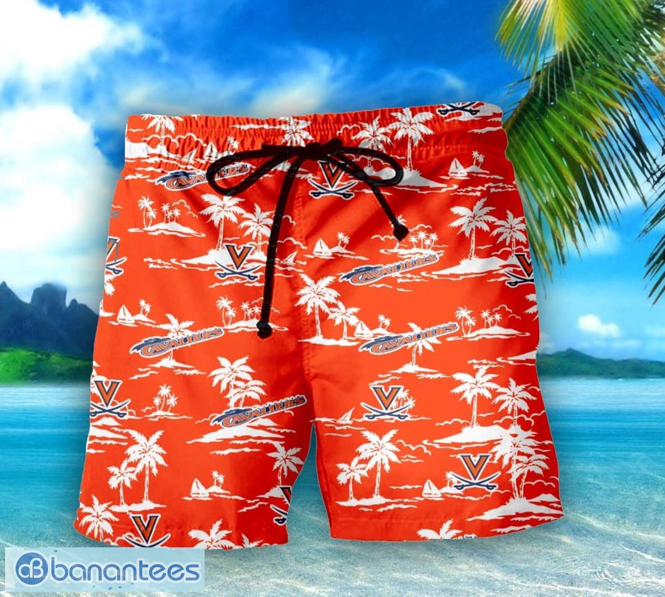 virginia cavaliers 3d tropical pattern coconut tree hawaiian shirt and shorts 1 image Virginia Cavaliers 3D Tropical Pattern Coconut Tree Hawaiian Shirt And Shorts Product Photo 2