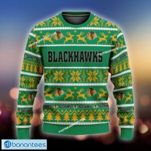 NEW Pullover Chicago Blackhawks Ugly Christmas 3D Sweater Gift For Adult Custom Name - NHL Chicago Blackhawks Ugly Christmas Sweater For Men And Women Photo 1
