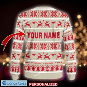 NEW Snowball SMU Mustangs Knitted Christmas Sweater Gift For Adult Custom Name - NCAA SMU Mustangs Ugly Christmas Sweater For Men And Women Photo 2
