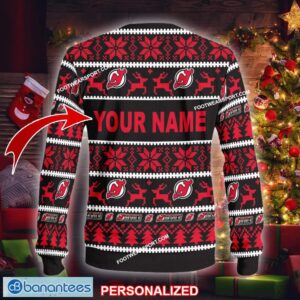 NEW Snow New Jersey Devils Knitted Xmas Sweater AOP Gift Holidays Custom Name - NHL New Jersey Devils Ugly Christmas Sweater For Men And Women Photo 2