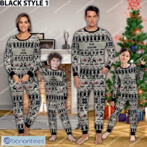 US Coast Guard H-65 Dolphin H65 USCG Ugly Christmas Aircraft Pajamas Set Family Army Gift - US Coast Guard H-65 Dolphin H65 USCG Aircraft Pajamas Set Family Photo Black