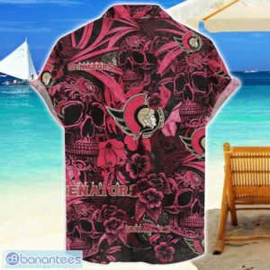 Ottawa Senators Flower and Skull Hawaiian Shirt NHL Team Halloween Shirt Product Photo 2
