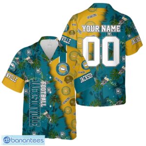 Jacksonville Football Team Hawaiian Shirt And Shorts Custom Name Number Tropical Style Hawaiian Shirt Product Photo 1