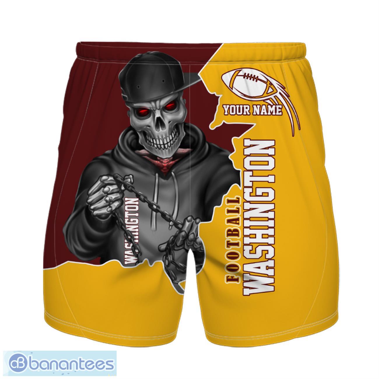 washington football team hawaiian shirt and shorts personalized name and number for fans image Washington Football Team Hawaiian Shirt And Shorts Personalized Name And Number For Fans Product Photo 1