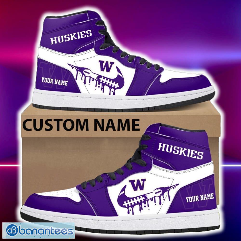 washington huskies air jordan hightop shoes new custom name for fans gift sneaker image Washington Huskies Air Jordan Hightop Shoes New Custom Name For Fans Gift Sneaker - Washington Huskies Air Jordan Hightop Shoes Photo 4