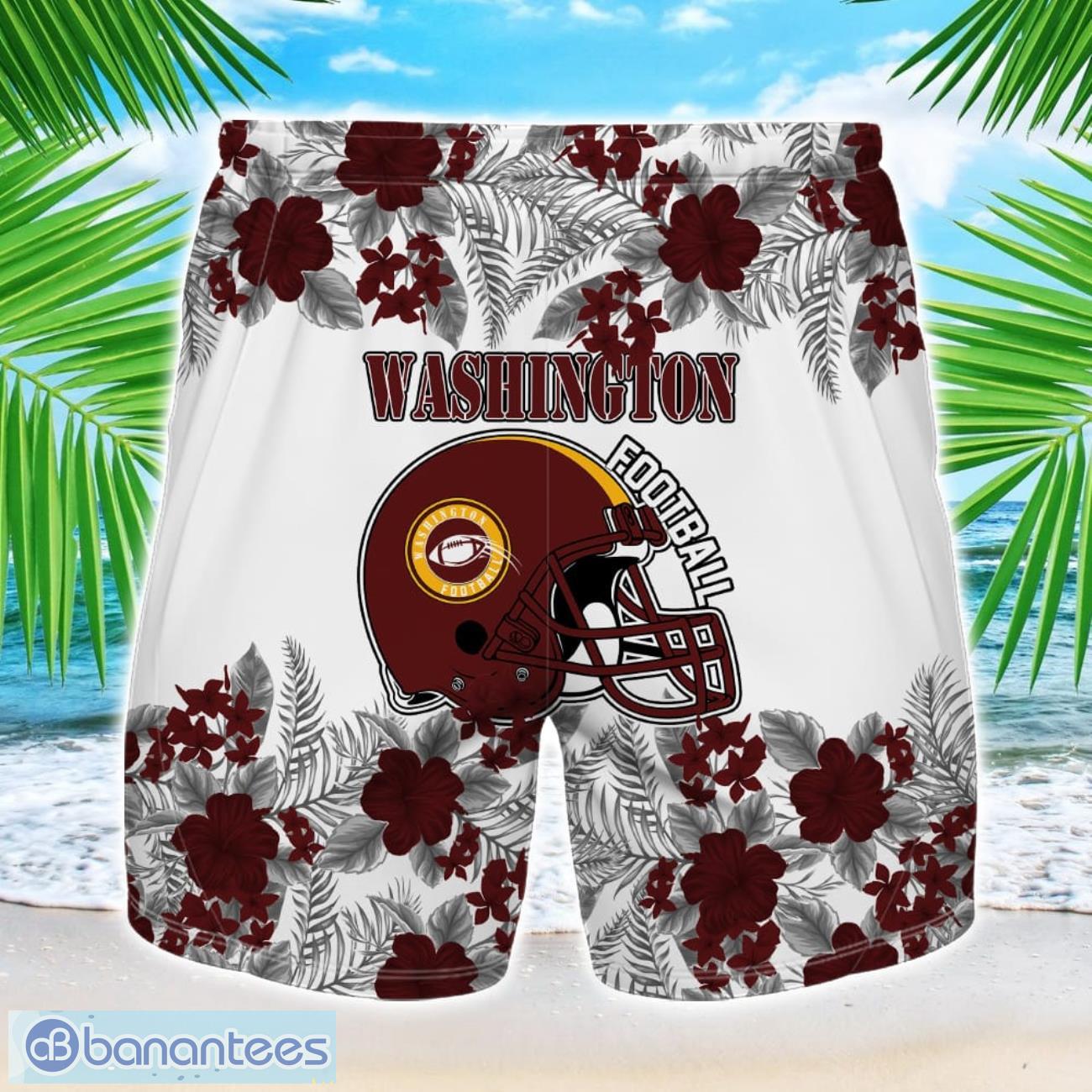washington team hawaiian and shorts all printed beach set for fans custom name 1 image Washington Team Hawaiian And Shorts All Printed Beach Set For Fans Custom Name Product Photo 2