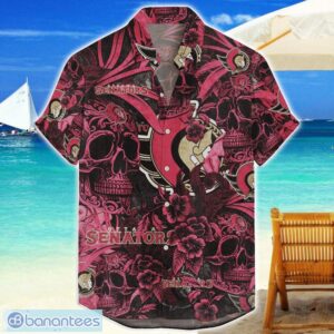 Ottawa Senators Flower and Skull Hawaiian Shirt NHL Team Halloween Shirt Product Photo 1