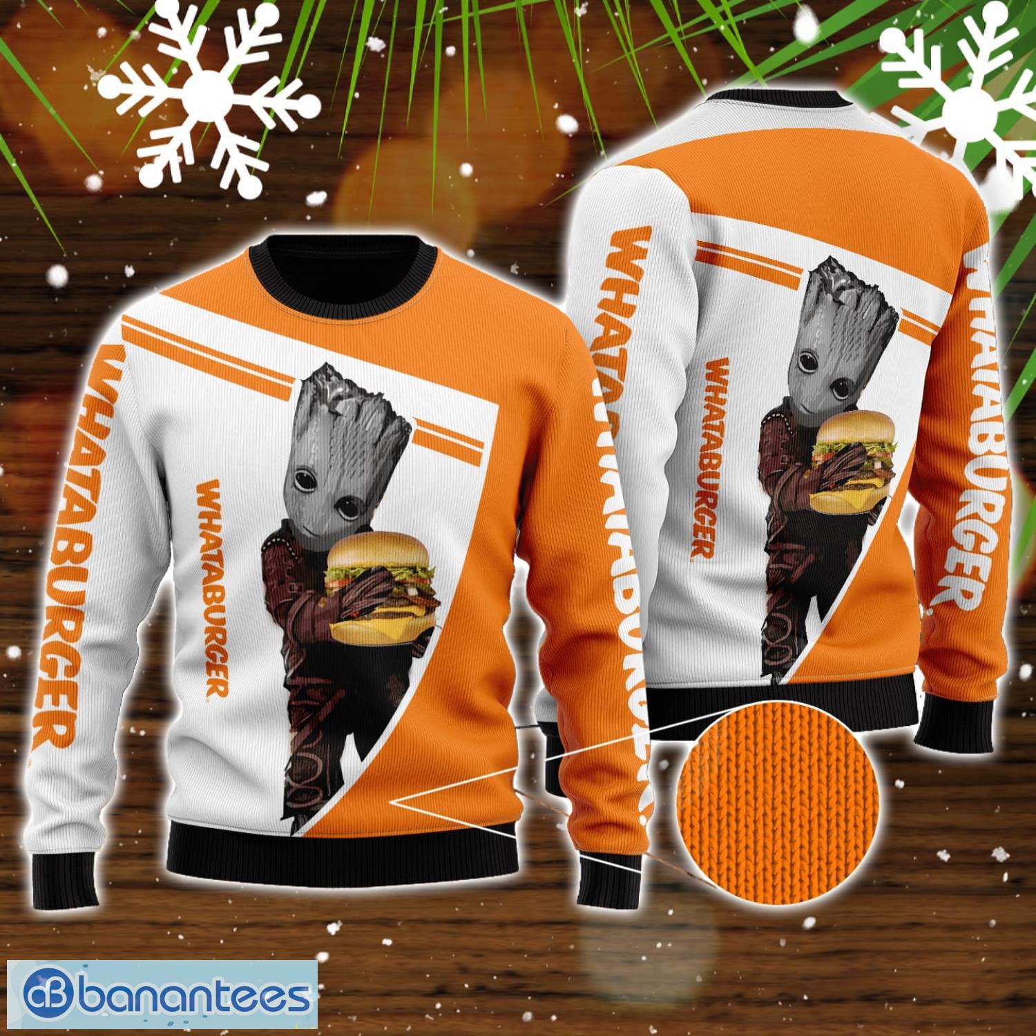 whataburger and baby groot all over print 3d sweater for men and women image Whataburger And Baby Groot All Over Print 3D Sweater For Men And Women Product Photo 1