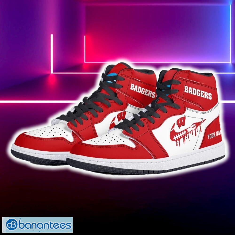 wisconsin badgers air jordan hightop shoes new custom name for fans gift sneaker 1 image Wisconsin Badgers Air Jordan Hightop Shoes New Custom Name For Fans Gift Sneaker - Wisconsin Badgers Air Jordan Hightop Shoes Photo 5