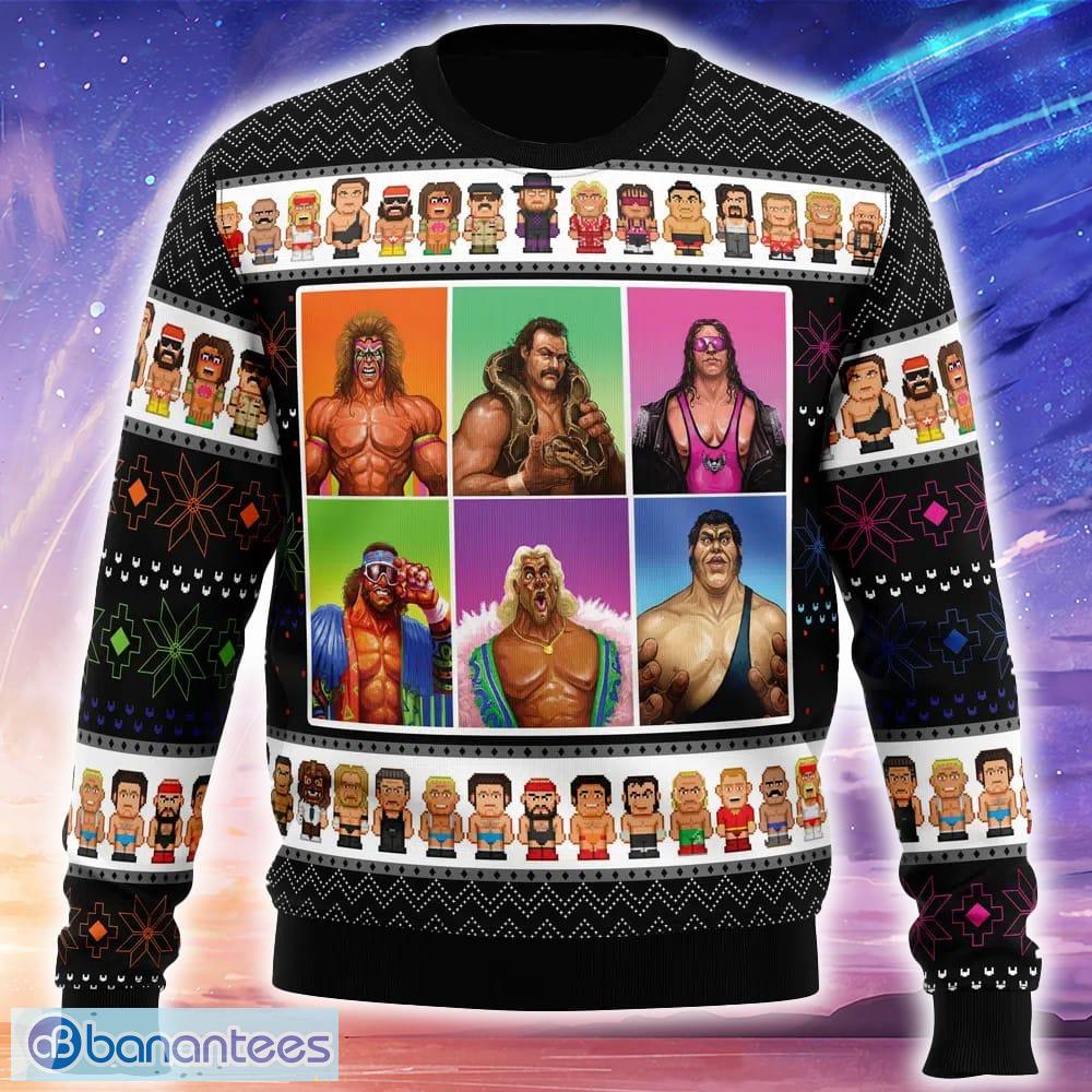wwf wrestling legends knitted xmas sweater trending holidays for men women fans image WWF Wrestling Legends Knitted Xmas Sweater Trending Holidays For Men Women Fans - WWF Wrestling Legends Ugly Christmas Sweater_1