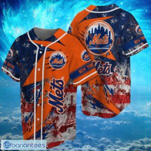 MLB New York Mets Logo Design US Flag Gifts Baseball Jersey Shirt Full Print Product Photo 1