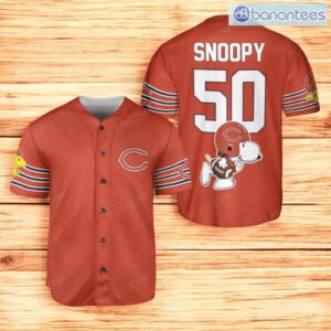 Chicago Bears Snoopy Baseball Jersey Shirt Orange For Men And Women Product Photo 1