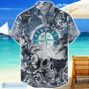 Seattle Mariners Tropical Skull Halloween 3D Hawaiian Shirt For Men Women MLB Fans Product Photo 1