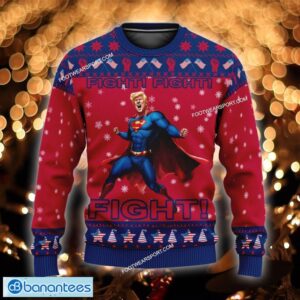 Superman Trump Are Rage Fight Fight Fight Ugly Xmas Sweater - Superman Trump Are Rage Red Fight Fight Fight Ugly Christmas Sweater Photo 1