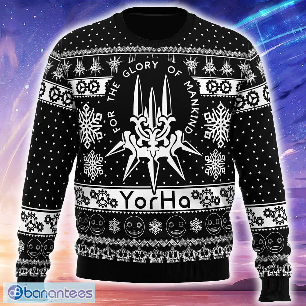 yorha nier automata ugly christmas 3d sweater trending holidays for men women fans image Yorha Nier Automata Ugly Christmas 3D Sweater Trending Holidays For Men Women Fans - Yorha Nier Automata Ugly Christmas Sweater_1