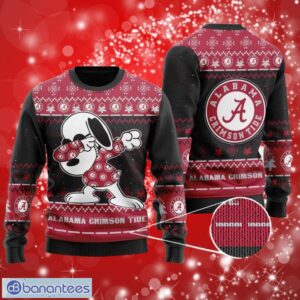 NCAA Alabama Crimson Tide Logo Snoopy Dabbing Holiday Party Black Sweater Shirt Gifts Christmas 3D Sweater Shirt Product Photo 1