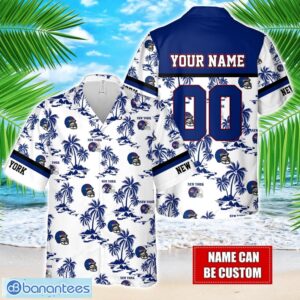 Coconut design Logo New York Team Hawaiian And Shorts All Printed Beach Set For Fans Custom Name Blue Product Photo 1