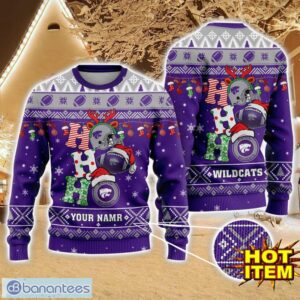 NCAA Kansas State Wildcats Ugly Christmas Sweater Custom Name 3D Sweater For Fans Product Photo 1