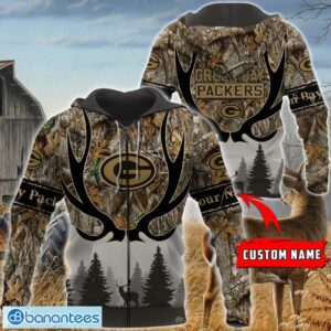 Green Bay Packers Custom Name Hunting Camo Style 3D Hoodie T-Shirt Sweatshirt Product Photo 6