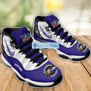 Baltimore Ravens Air Jordan 11 Sneakers Custom Name Special Shoes For Fans Product Photo 3