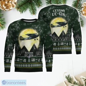Cessna LC-126 LC126 Forest Green Color Aircraft Moonlight Pattern 3D Ugly Christmas Sweater Product Photo 1