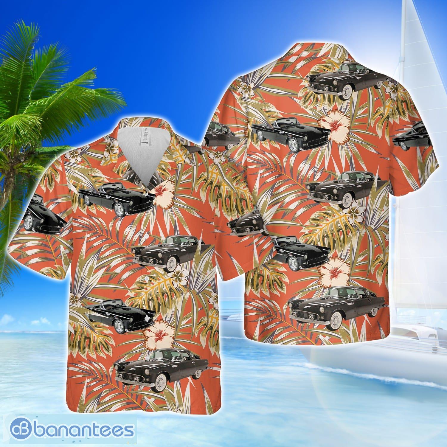 1956 ford thunderbird raven black 3d hawaiian shirt beach team gift image 1956 Ford Thunderbird Raven Black 3D Hawaiian Shirt Beach Team Gift Product Photo 1