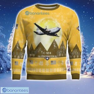 C-124 Globemaster II C124 Aircraft Moonlight 3D Print Ugly Christmas Sweater Christmas Gift Yellow Color Sweater Product Photo 2